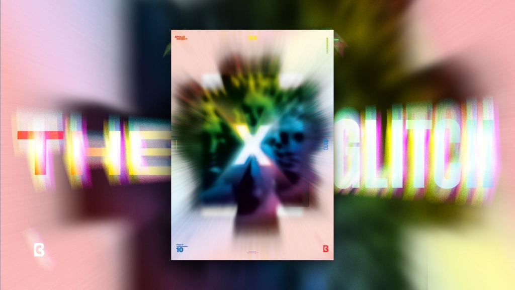 Poster creation and design of the number 10 titled X the Glitch