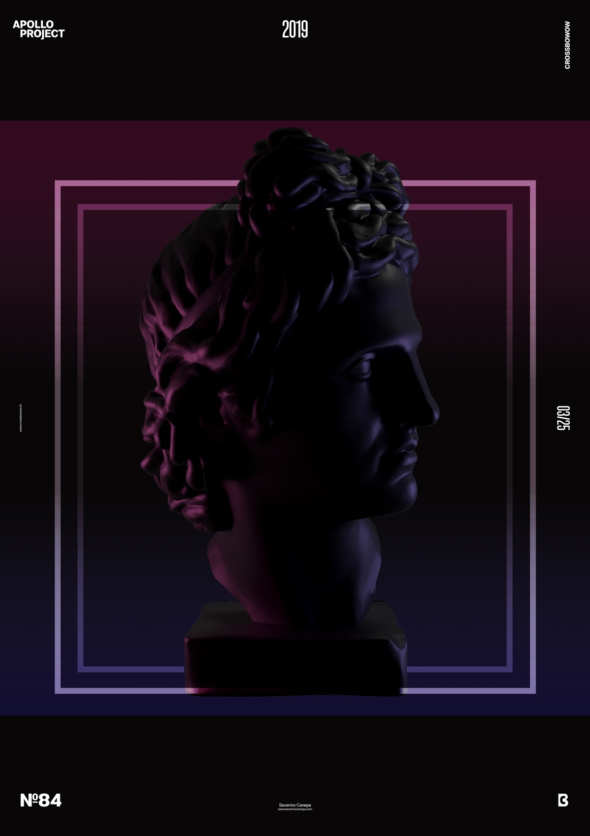 Second 3D poster design titled In Black with Apollo's Head