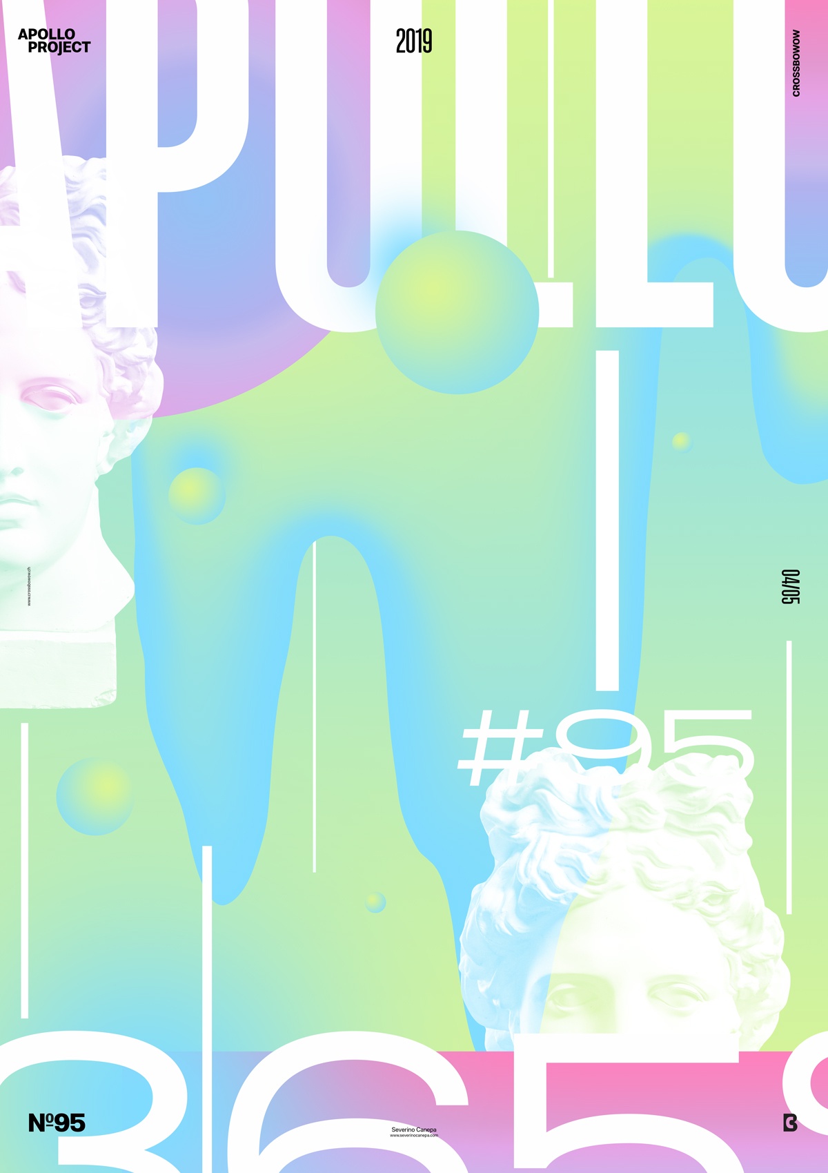 The poster design #95 Green Paradise with apollo's head and gradient colors
