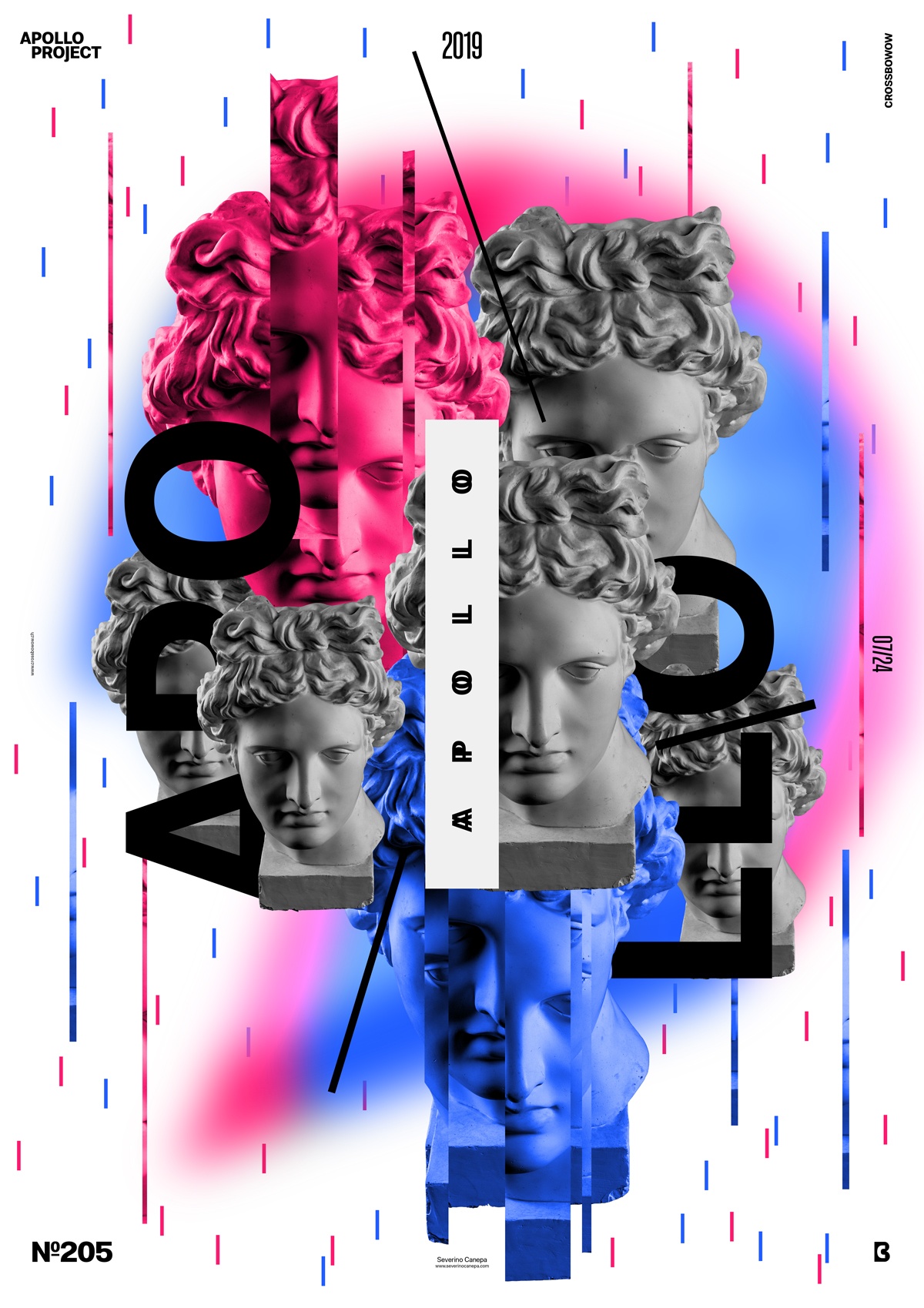 Imaginative and creative poster with Apollo's Statue, Typography, and geometric forms