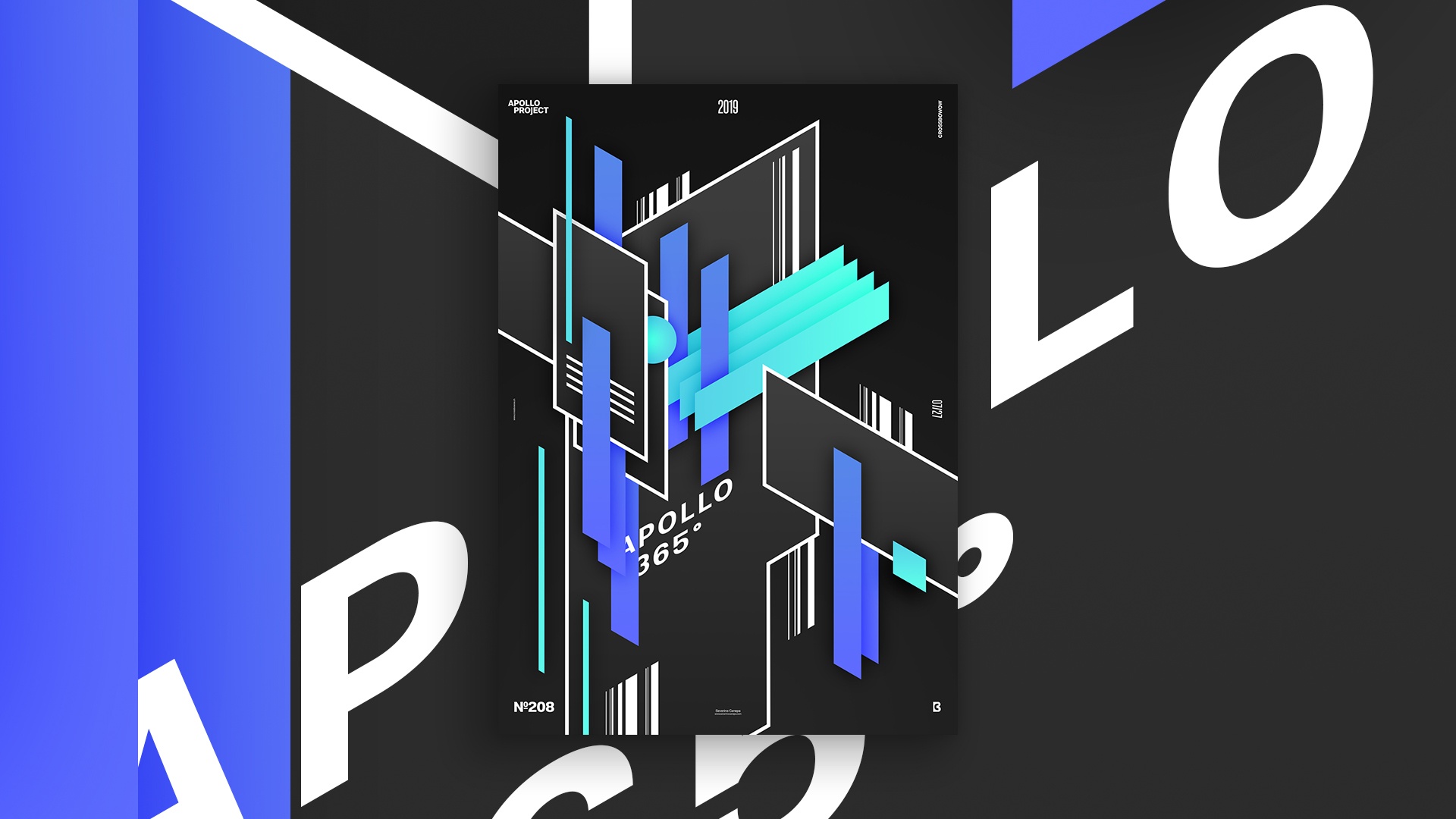 Presentation image of the isometric poster design Rounded Edges #2