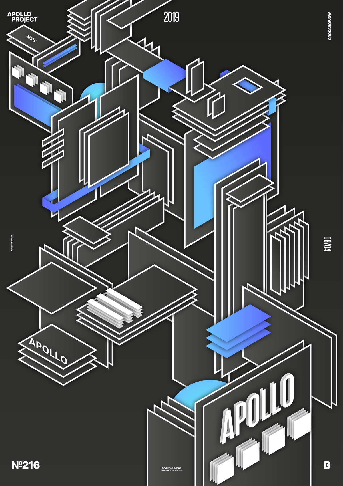 Visual of the isometric poster design Rounded Edges 10