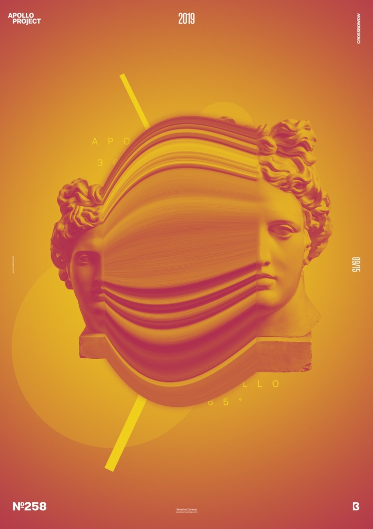 Digital art showing the picture of Apollo in Orange and Yellow