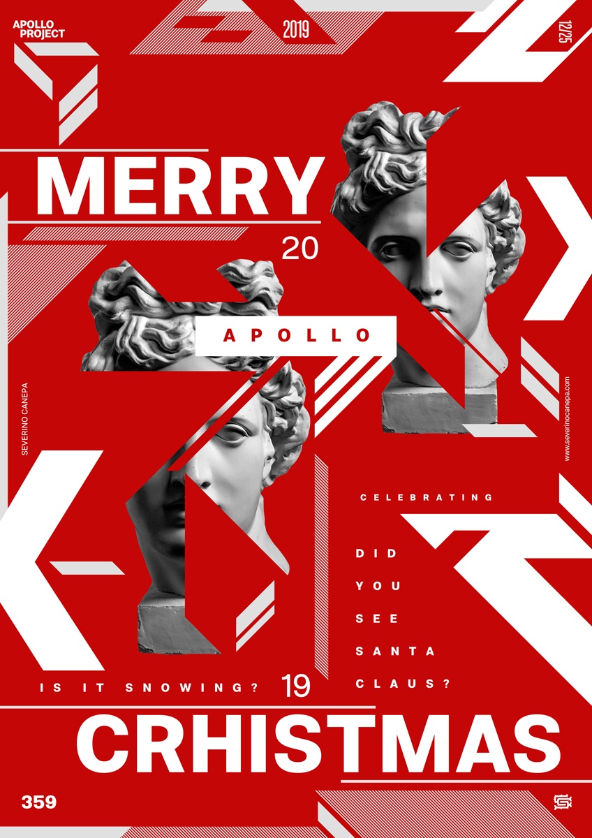 Visual of the creative and geometric design named merry christmas