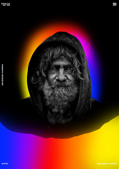 Creative poster design made with a portrait and gradients