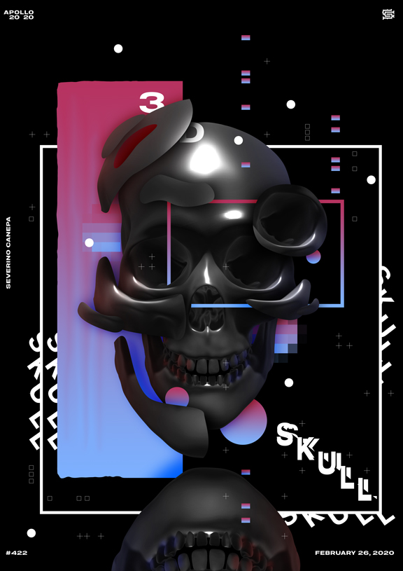 Creative poster creation realized with a 3D Black Skull