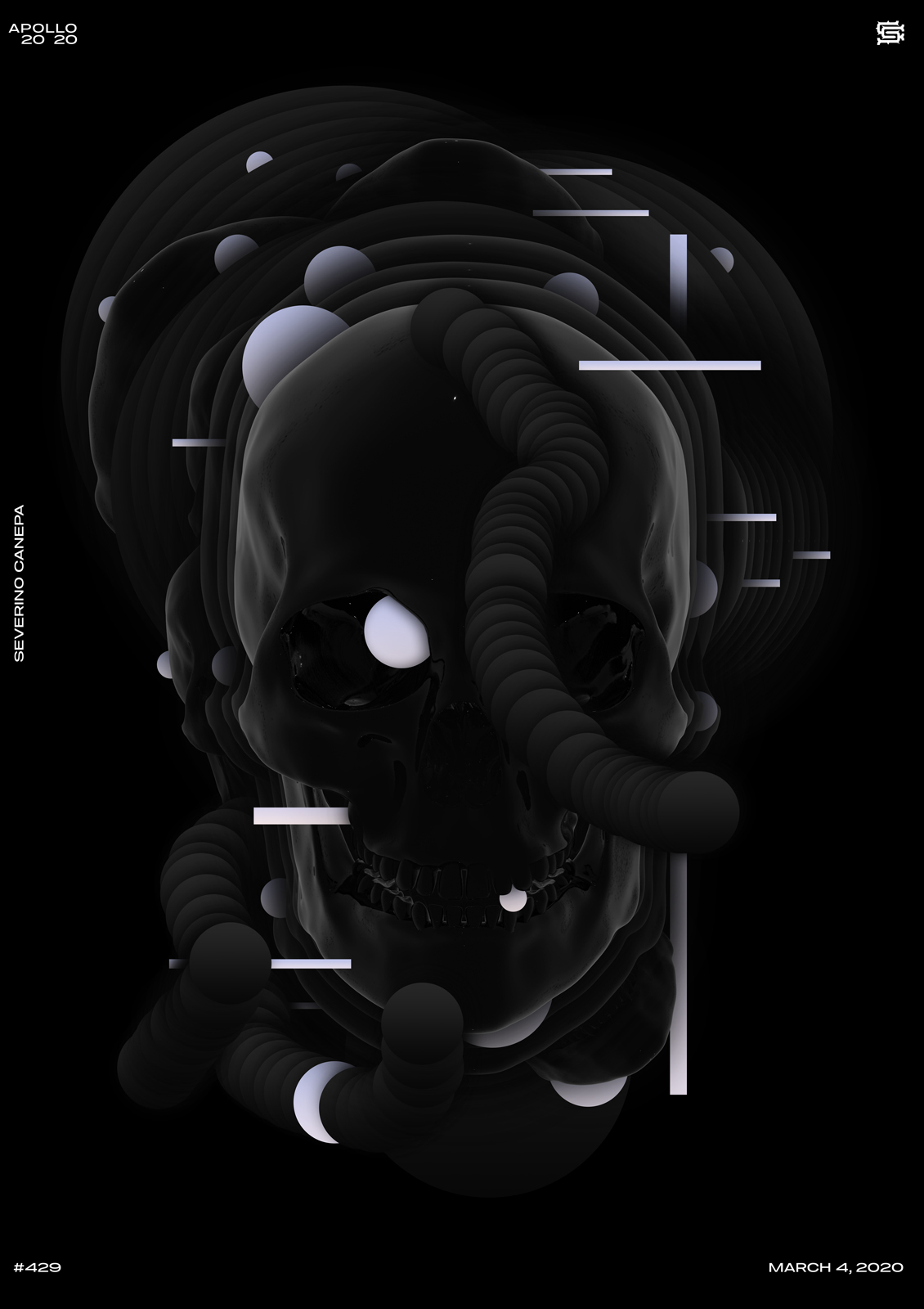 The Black Skull 8 visual art in graphic design made with a 3D Skull
