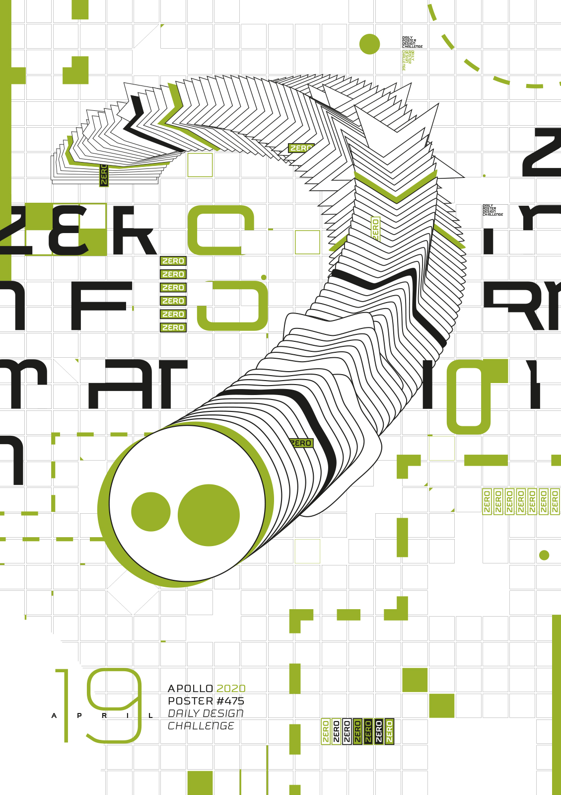Visual of the futuristic and busy poster design number 475 Zero Information 11
