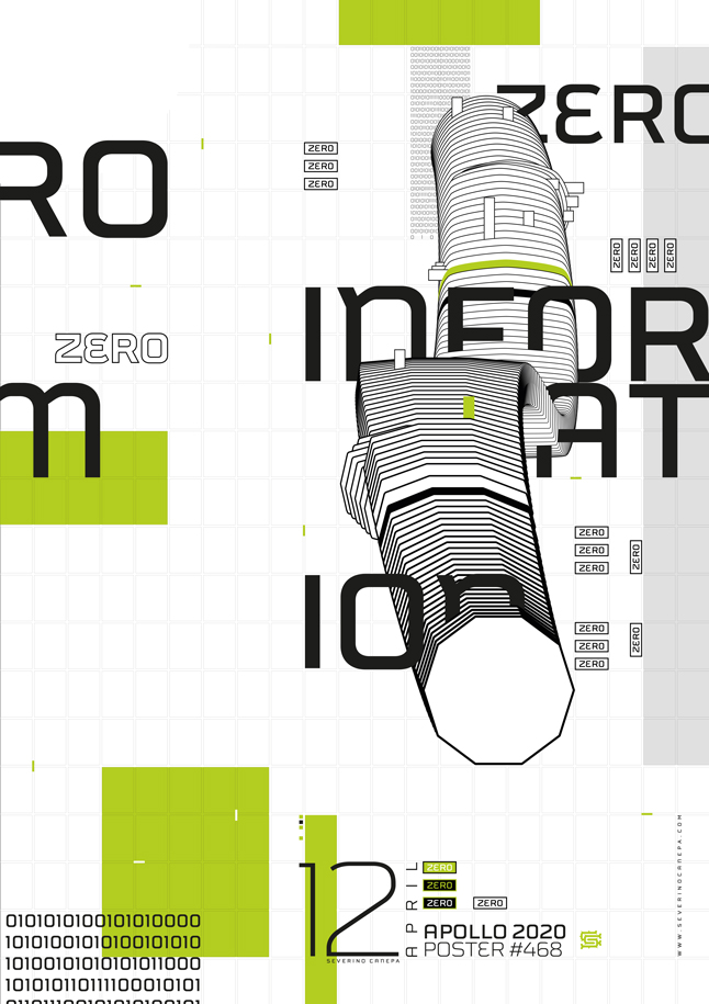 Abstract and typographic poster creation in white, black, and green