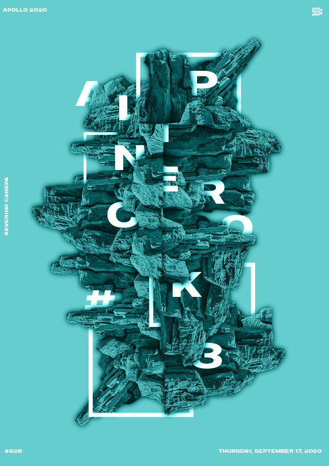 Graphic design made with copy of the photograph of a mountain and types