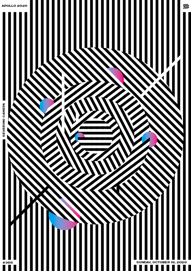 Digital art realized with geometric shapes and typography