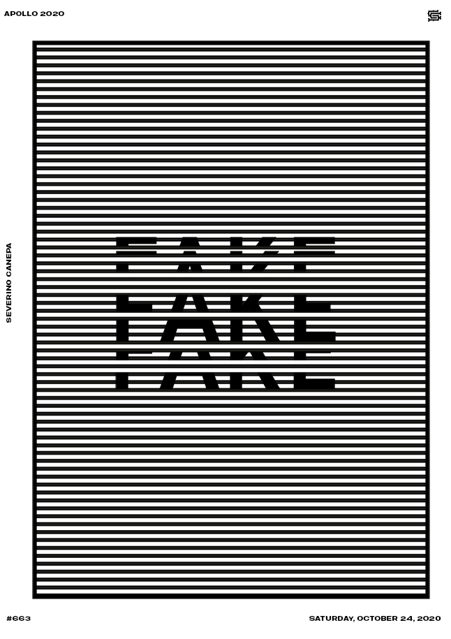 DIgital creation made with horizontal white and black lines and typography
