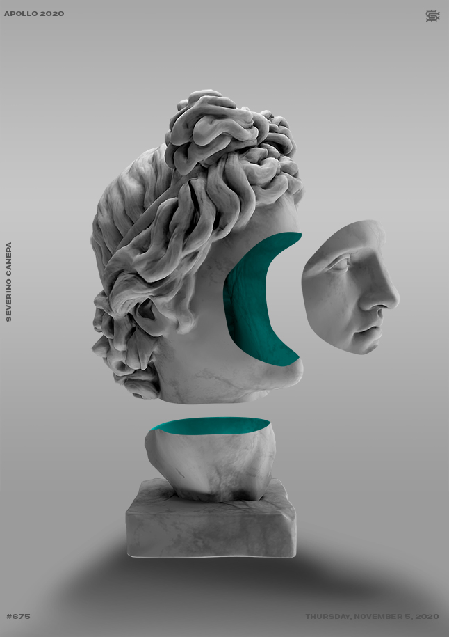 Dreamlike poster creation realized with the 3D Render of Apollo in Blender 2.8