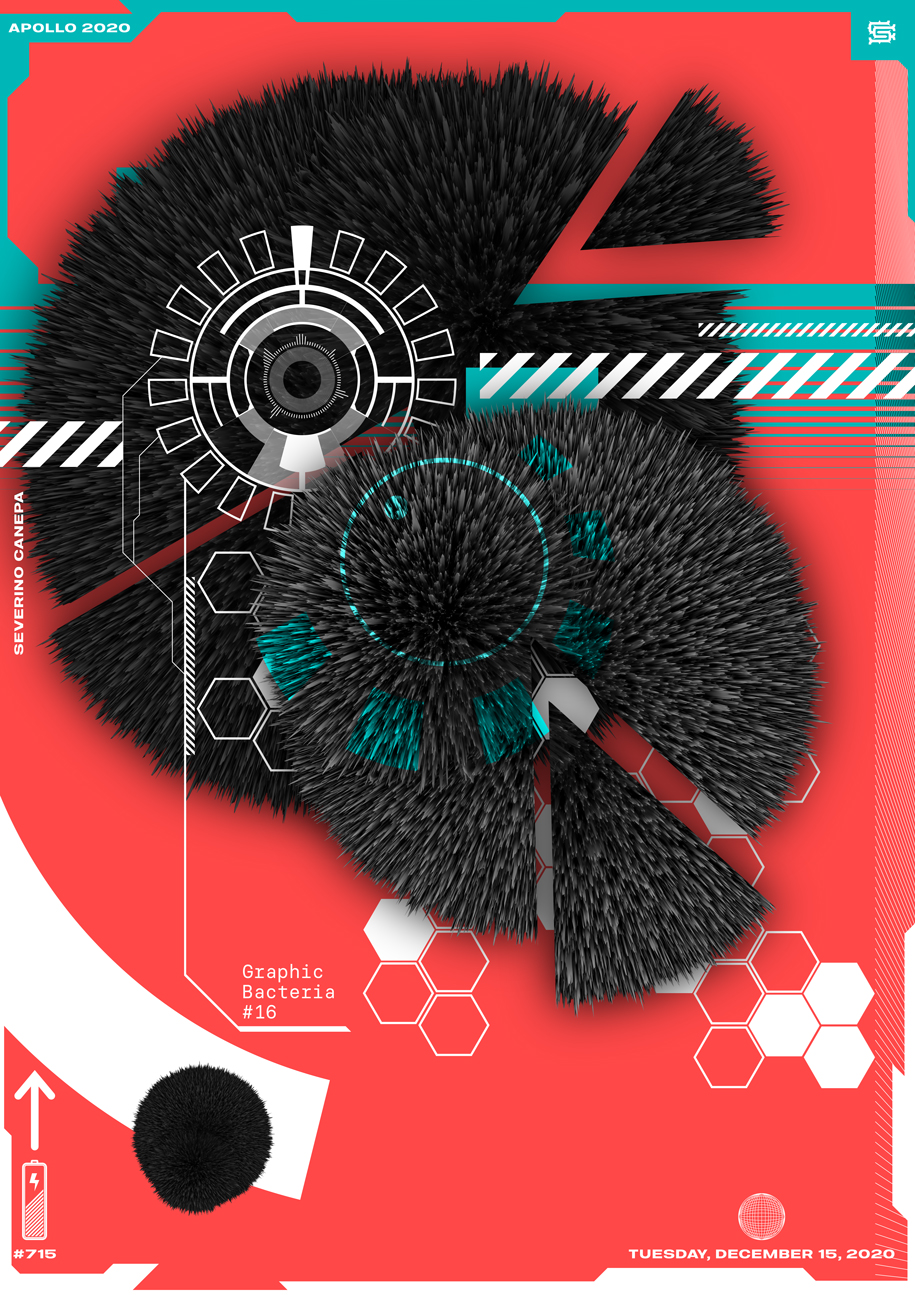 Visual design realized with vector and 3D render of a virus