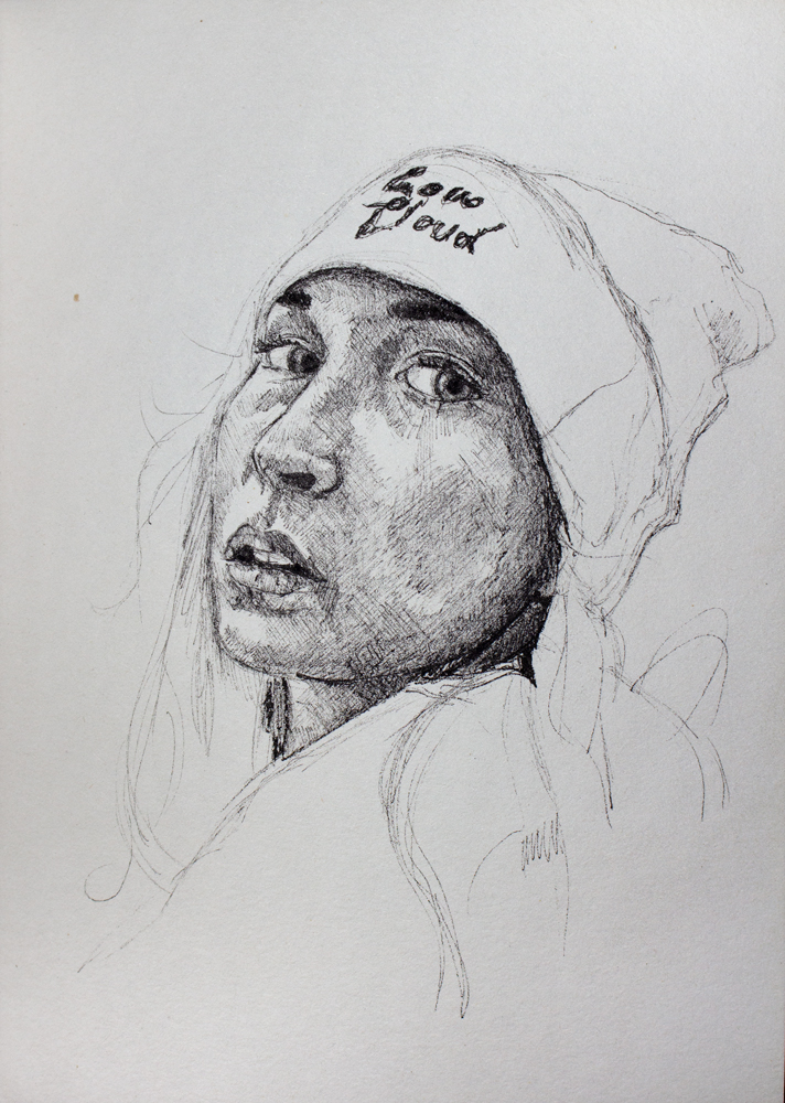 Illustration of a girl wearing a beanie