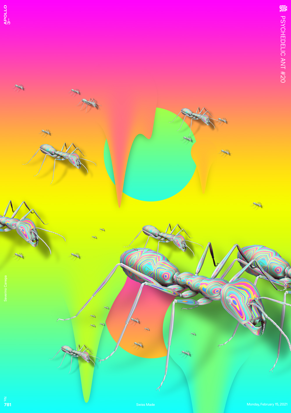 Full background made with a colorful background a many ants