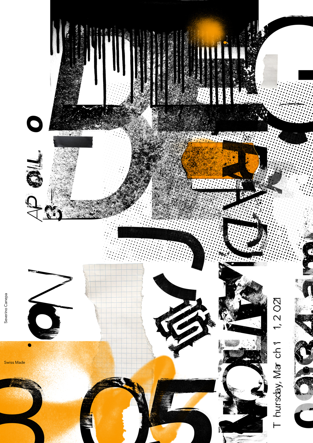 Design made with typographic degration on a minimalist layout