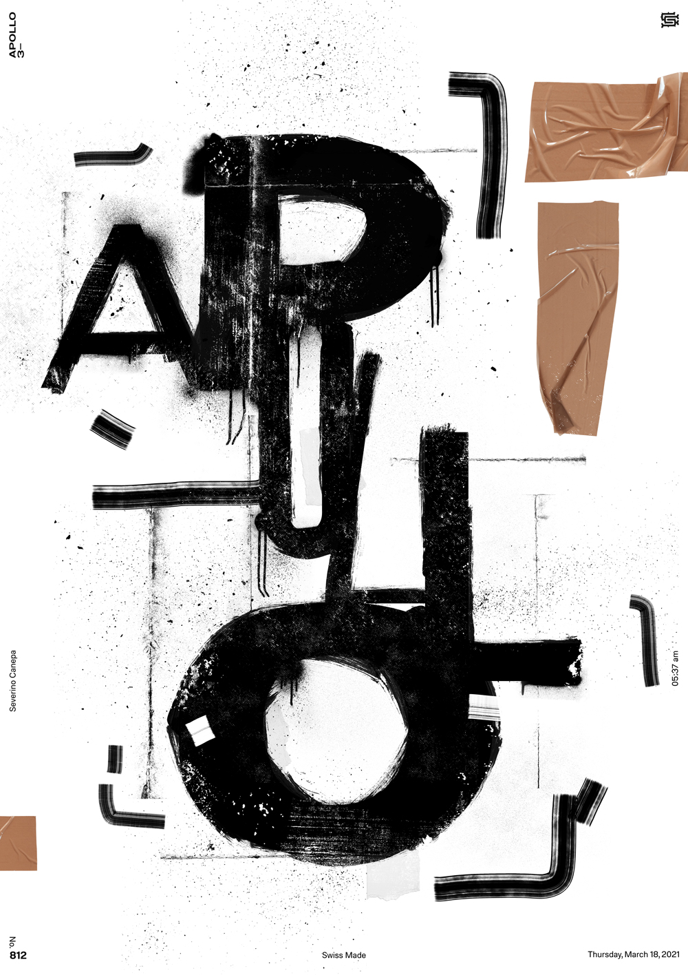 Minimalist and dirty typographic composition made with textures, brushes, and duct tape