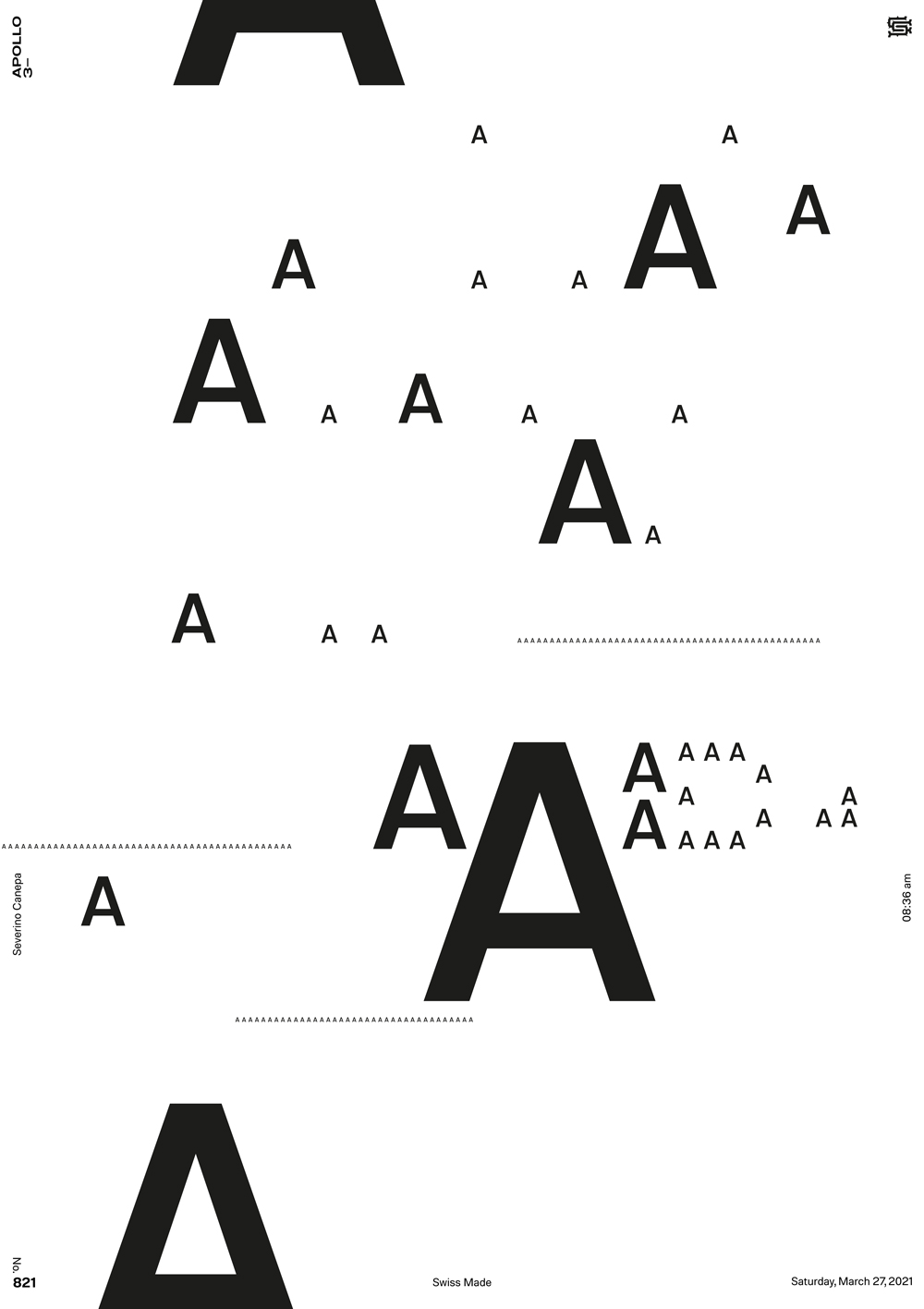 Typographic composition only realized with A letter