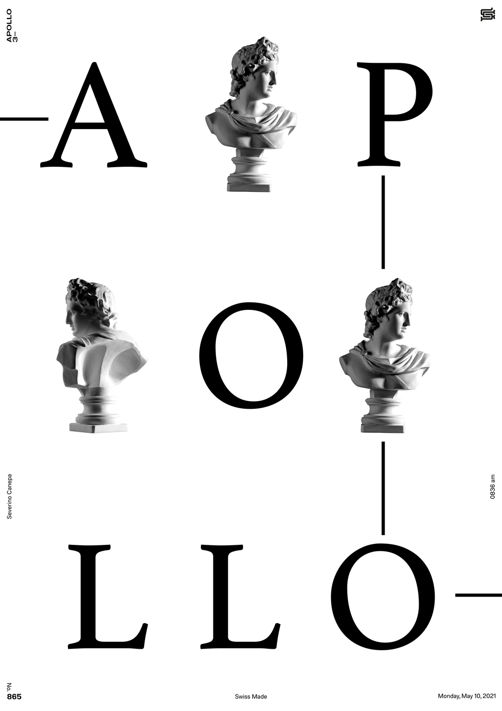 Minimalist artwok on which I used typography and Apollo's Statue