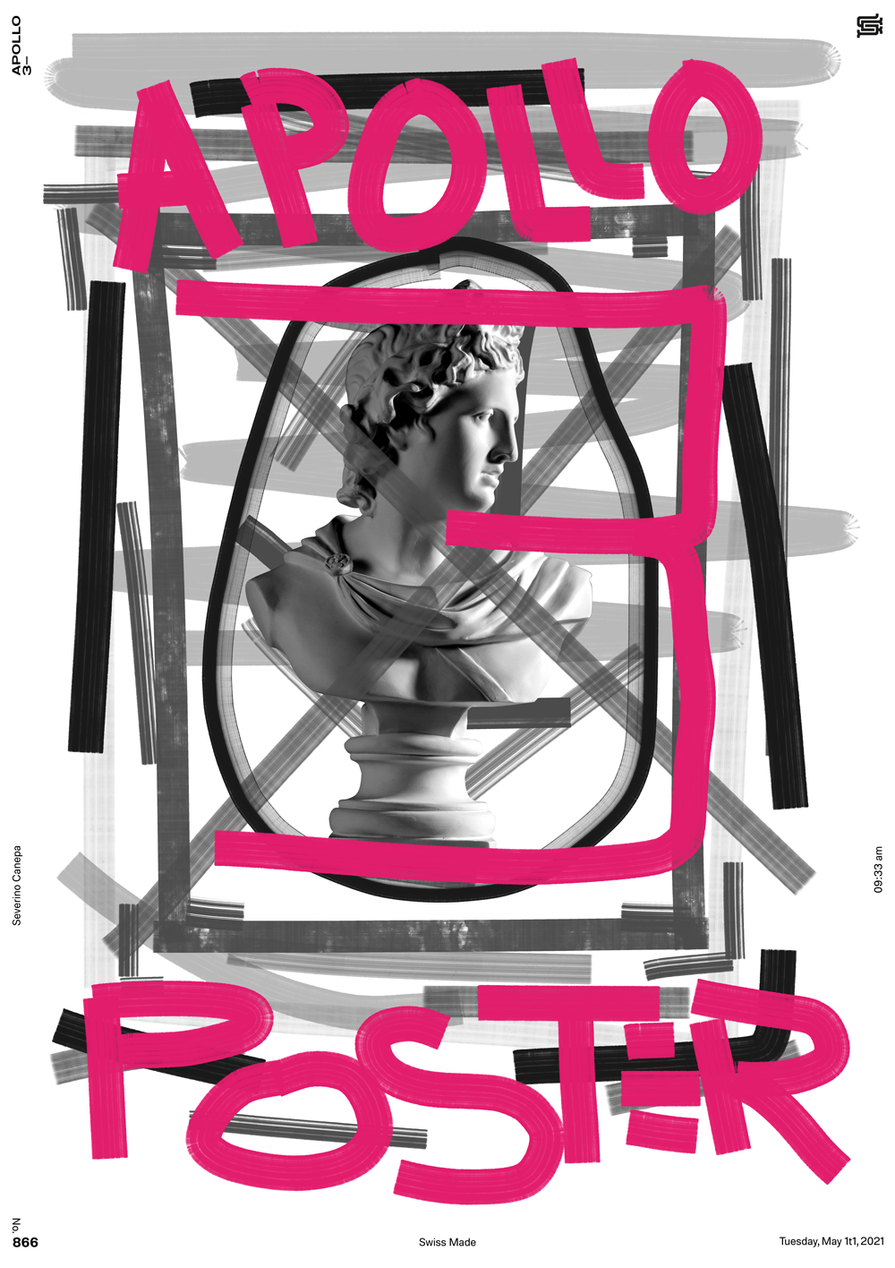 I used fake marker brushes and Apollo's Statue to design the poster number 866