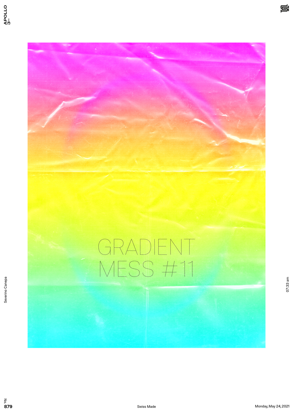 Miniamlist poster creation where I set a plastic wrap above a large rectange filled with a colorful gradient
