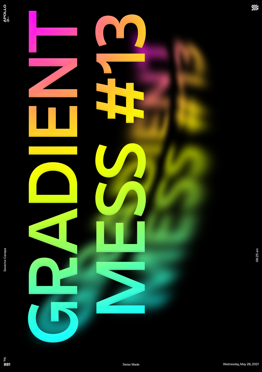 Minimalist and typographic digital creation realized with a colorful gradient