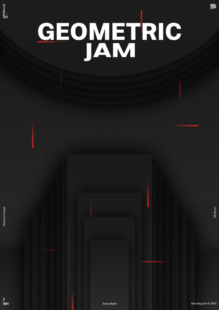 The first poster of the mini-series Geometric Jam in dark with red colors