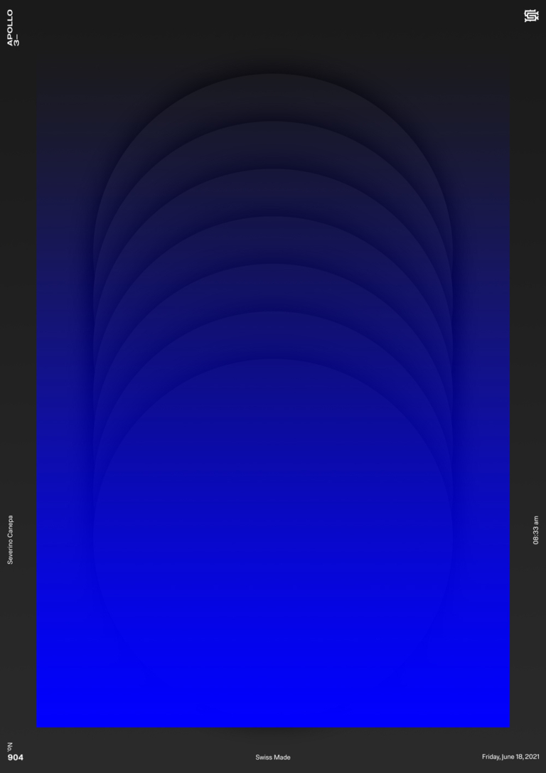 Minimalist digital creation realized with a large blue rectangle with transparency