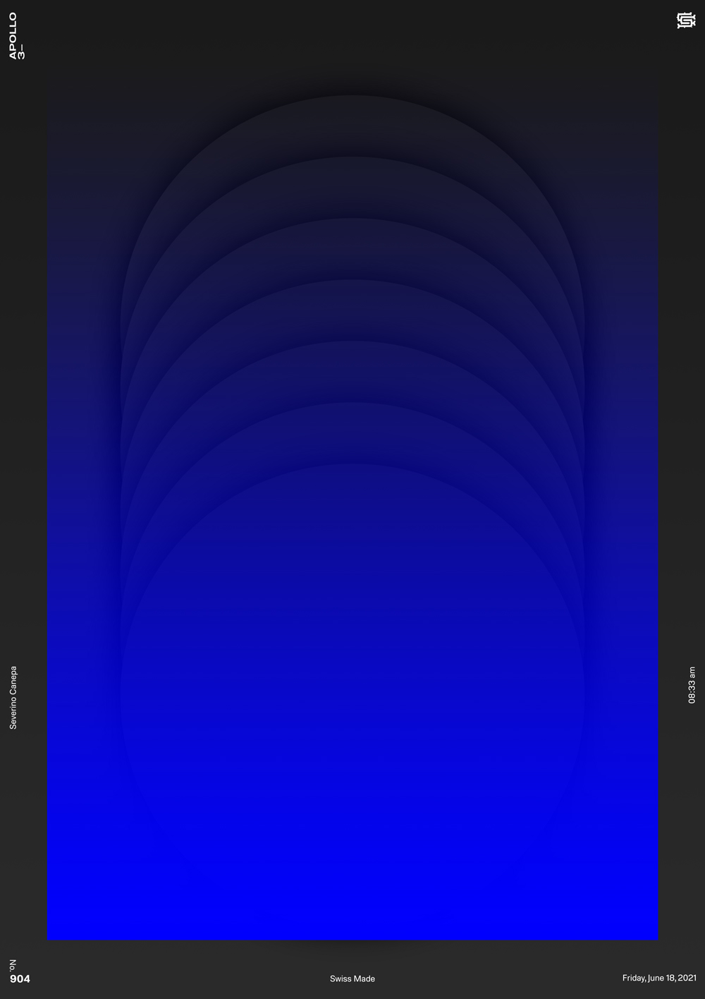 Minimalist digital creation realized with a large blue rectangle with transparency