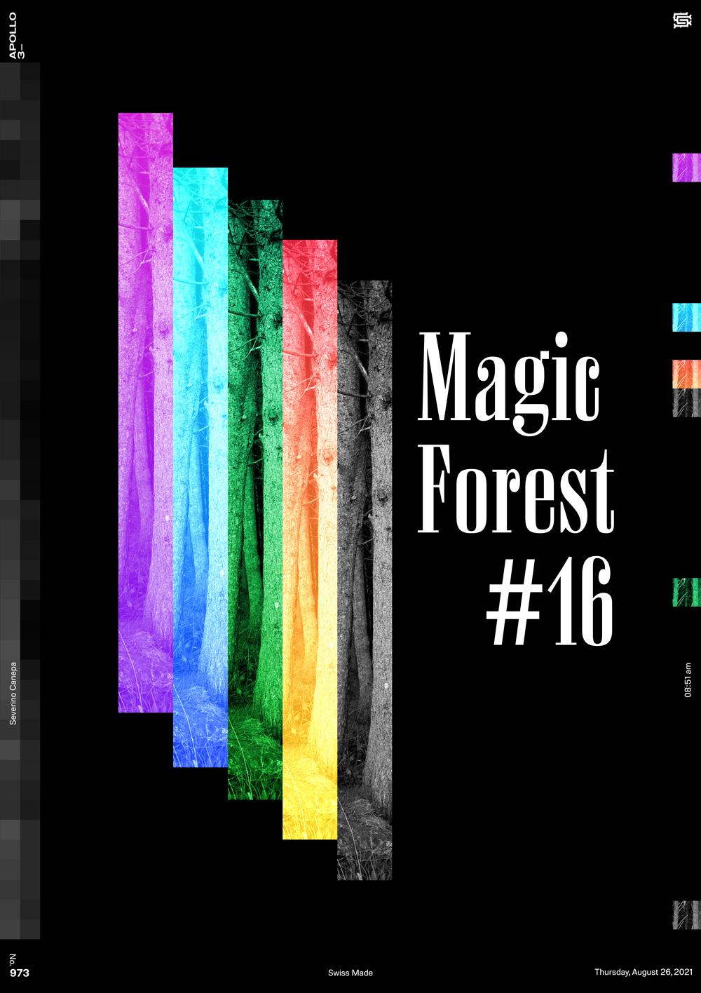 I realize Magic Forest 16 only with geometric shapes and typography