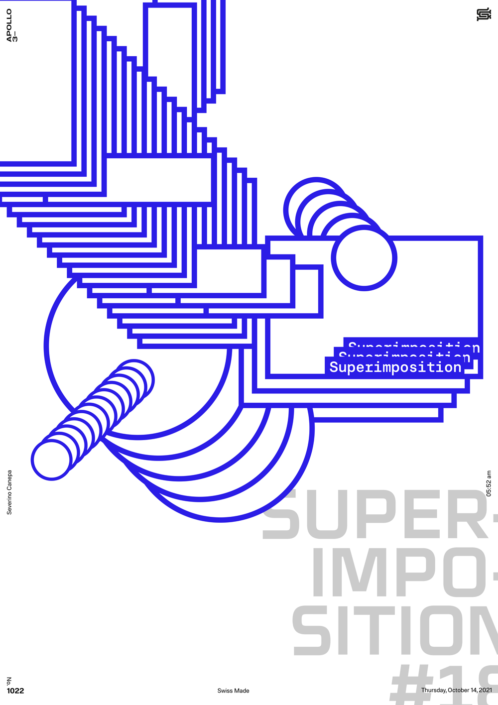 Superimposition 18 design is a new abstract experimentation realized with basic shapes