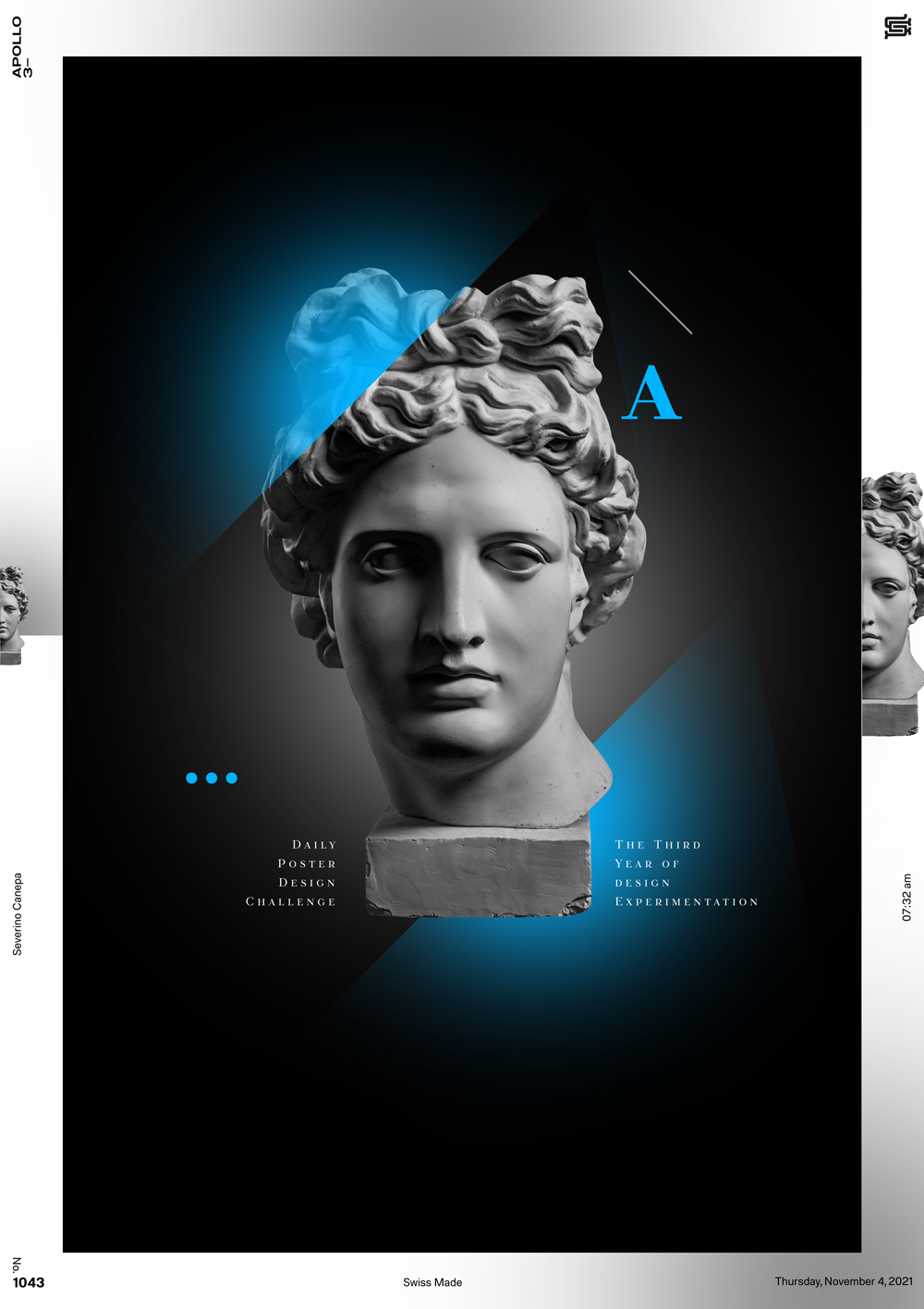Minimalist digital creation made with Apollo's statue