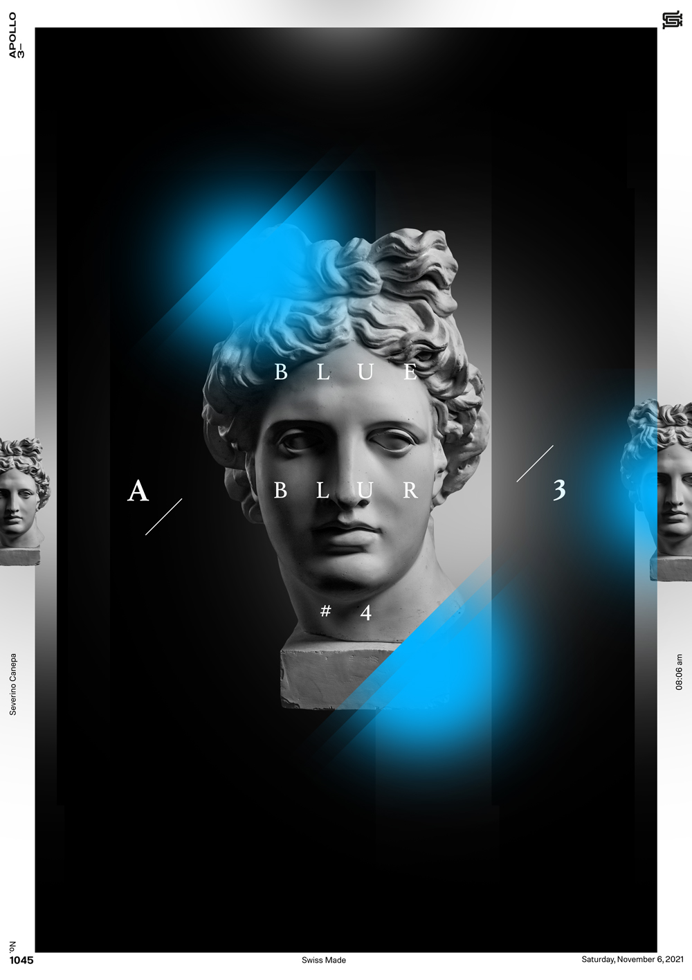 Visual design made with the picture of Apollo and blur shapes