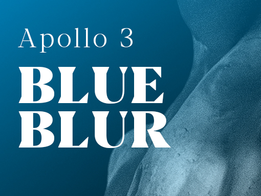 Presentation image of a blue, black, grey, and blue poster I created with Apollo's Statue