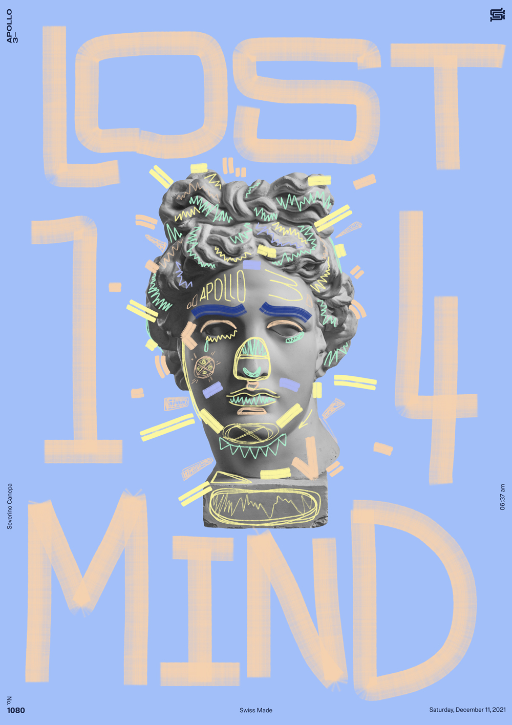 Digital art where I mix the photograph of Apollo and Photoshop brushes