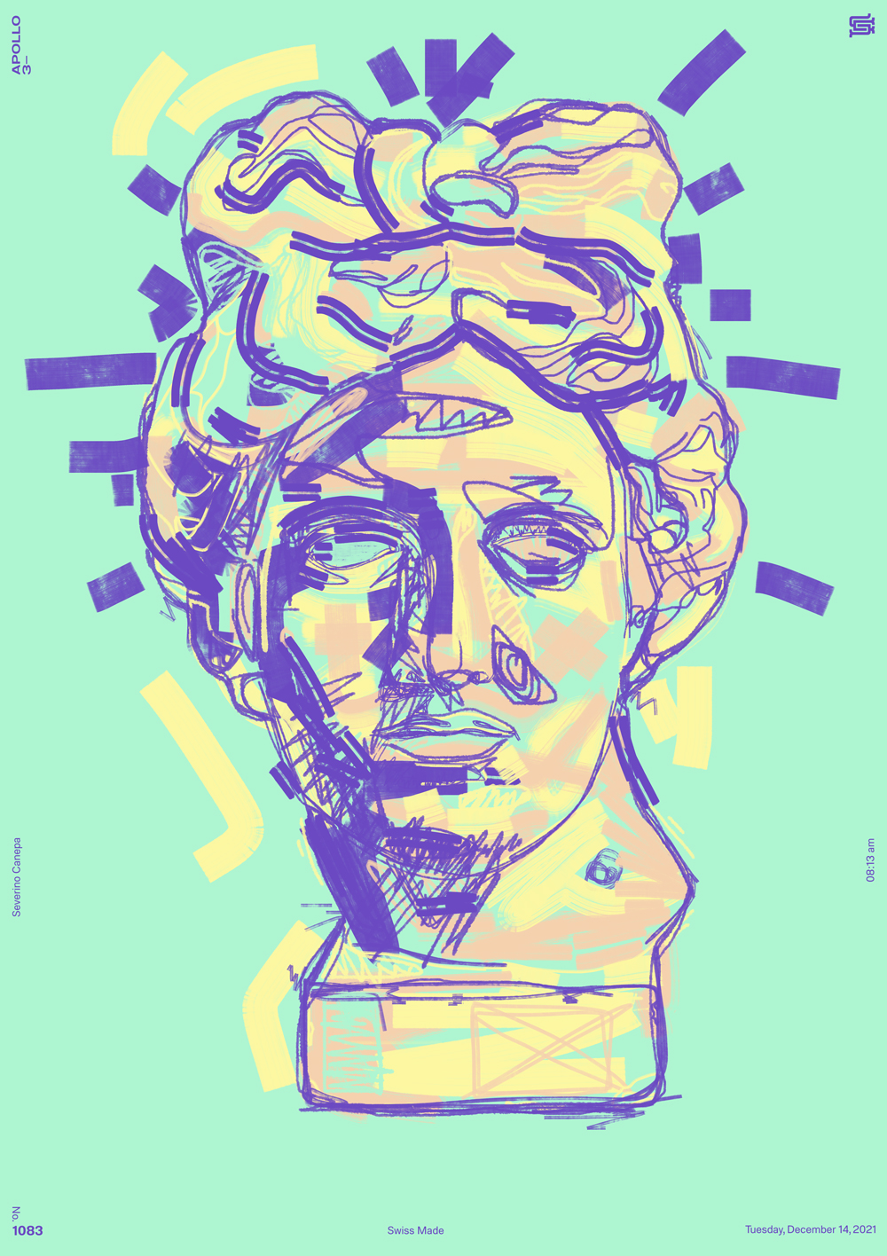 Illustration of Apollo's statue I realized with brushes