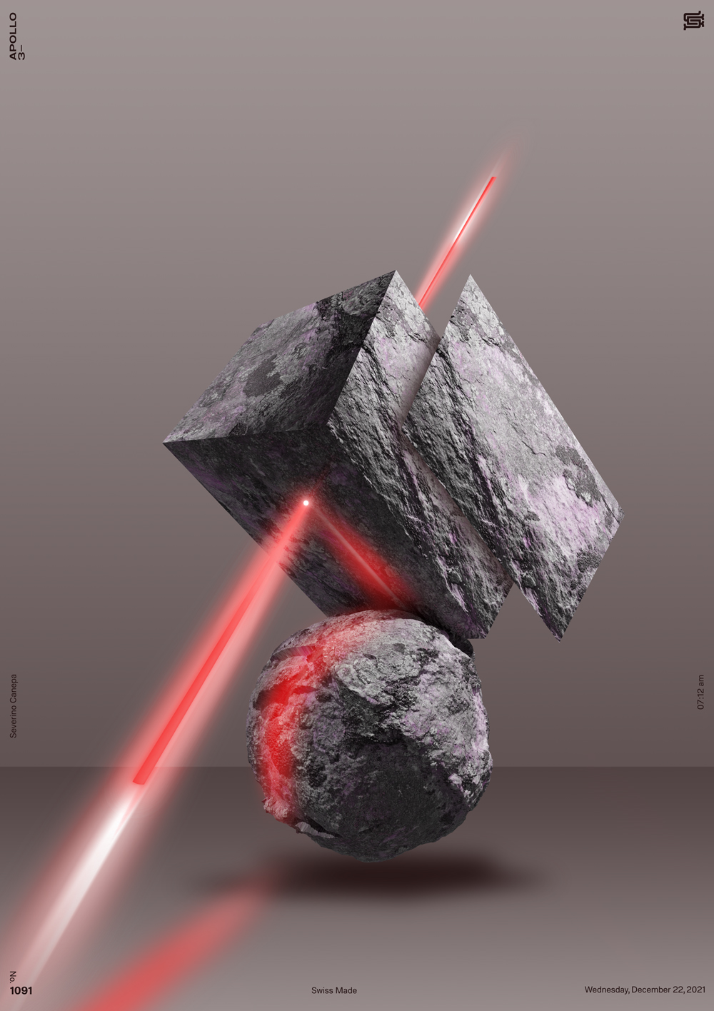 I created a kind of red laser, leaving the rectangle rock of this creation