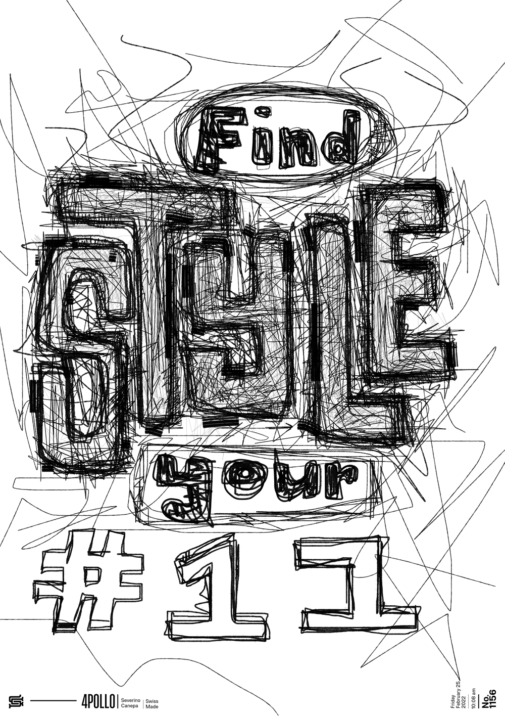 Scribble hand-lettering design made with marker brushes in Photoshop