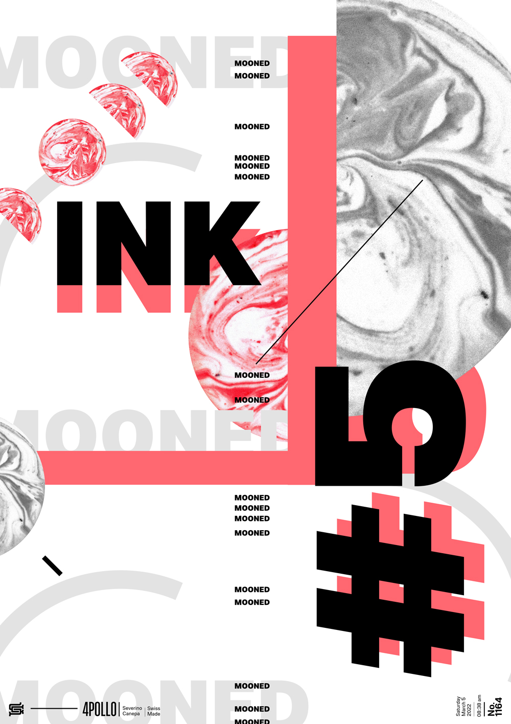 Graphic creation I realized with geometric shapes, typography, and the photograph of inks