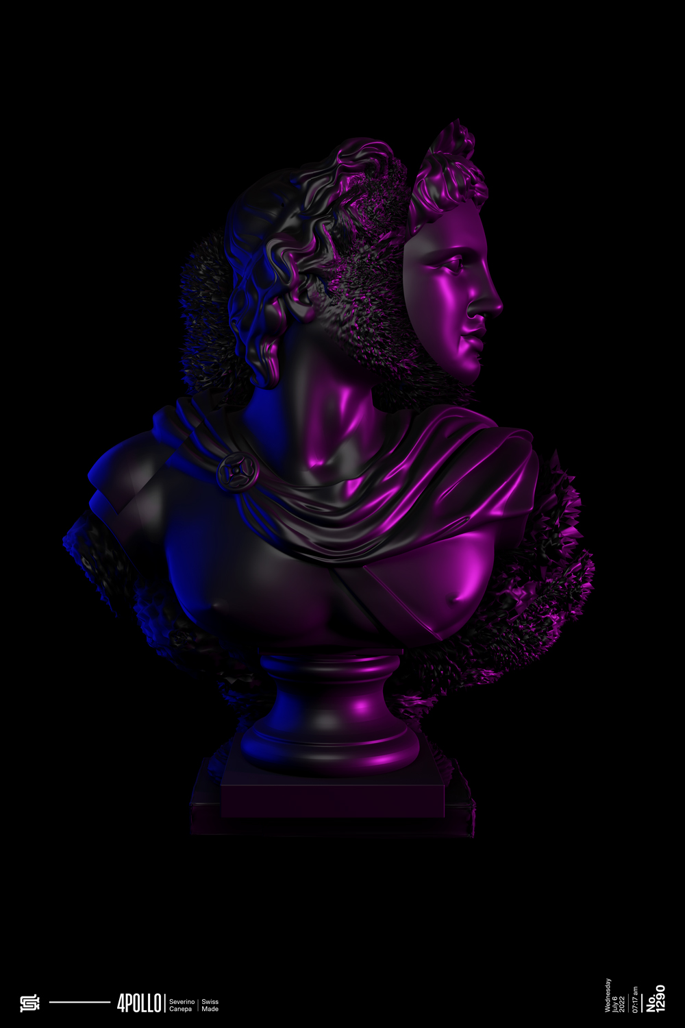 3D creation realized with Blender and Photoshop with Apollo's Statue