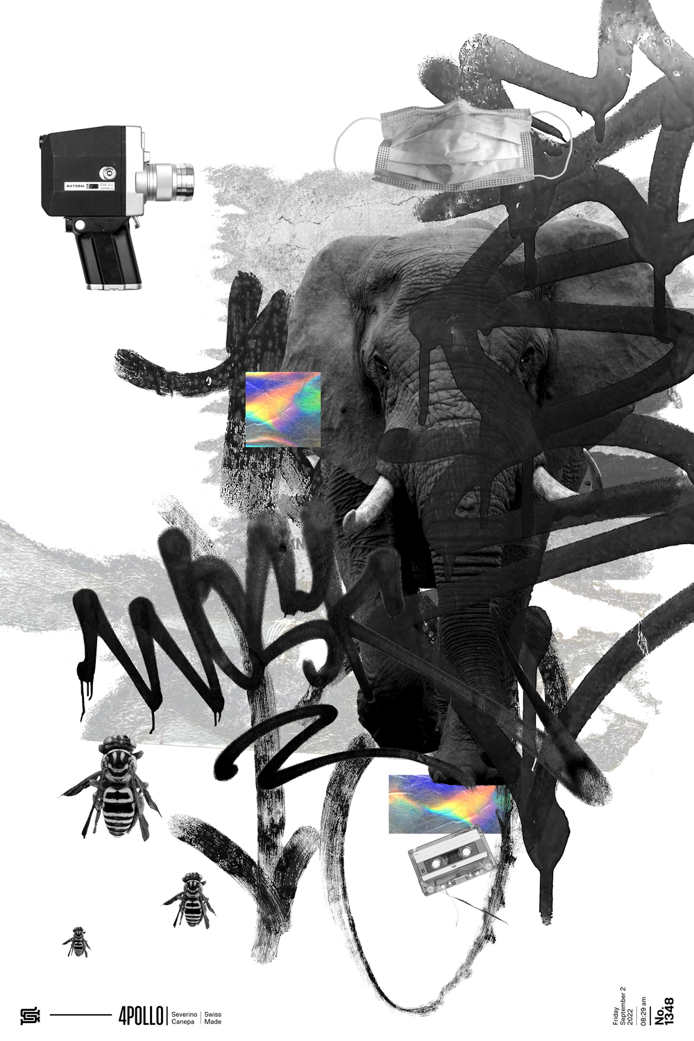 Dynamic and explosive digital collage inspired about graffiti and street style