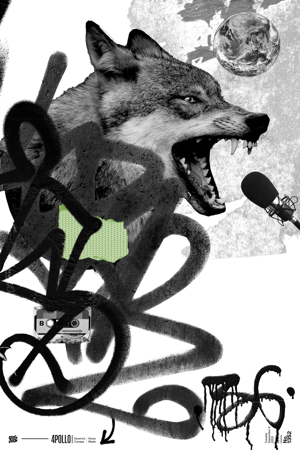 Digital collage made with a wolf and a superb layout