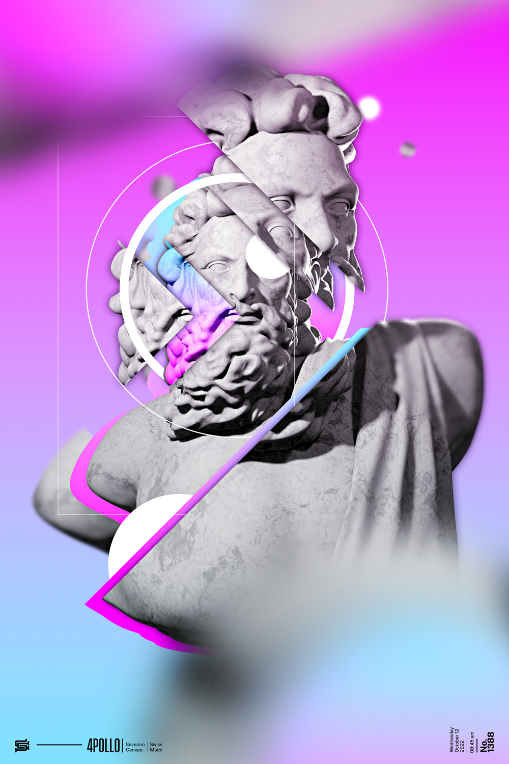 Visual art realized with 3D renders of Zeus Statue