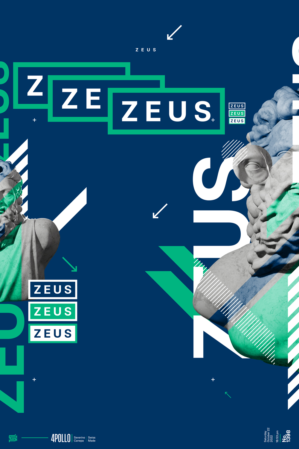 Zeus 14 is a dynamic creation with all the element coming from the sides of the canvas