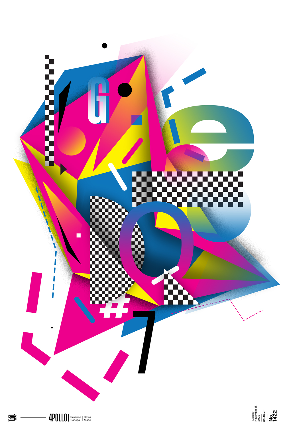 Creative vector artwork make with colorful and basic geometric shapes