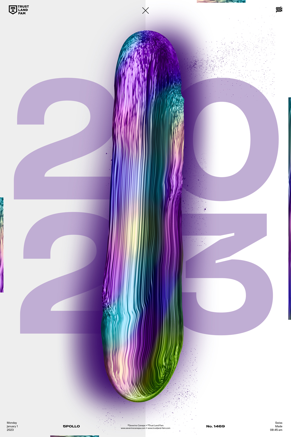 The first creation of 2023 is made with a liquid shape and bold typography