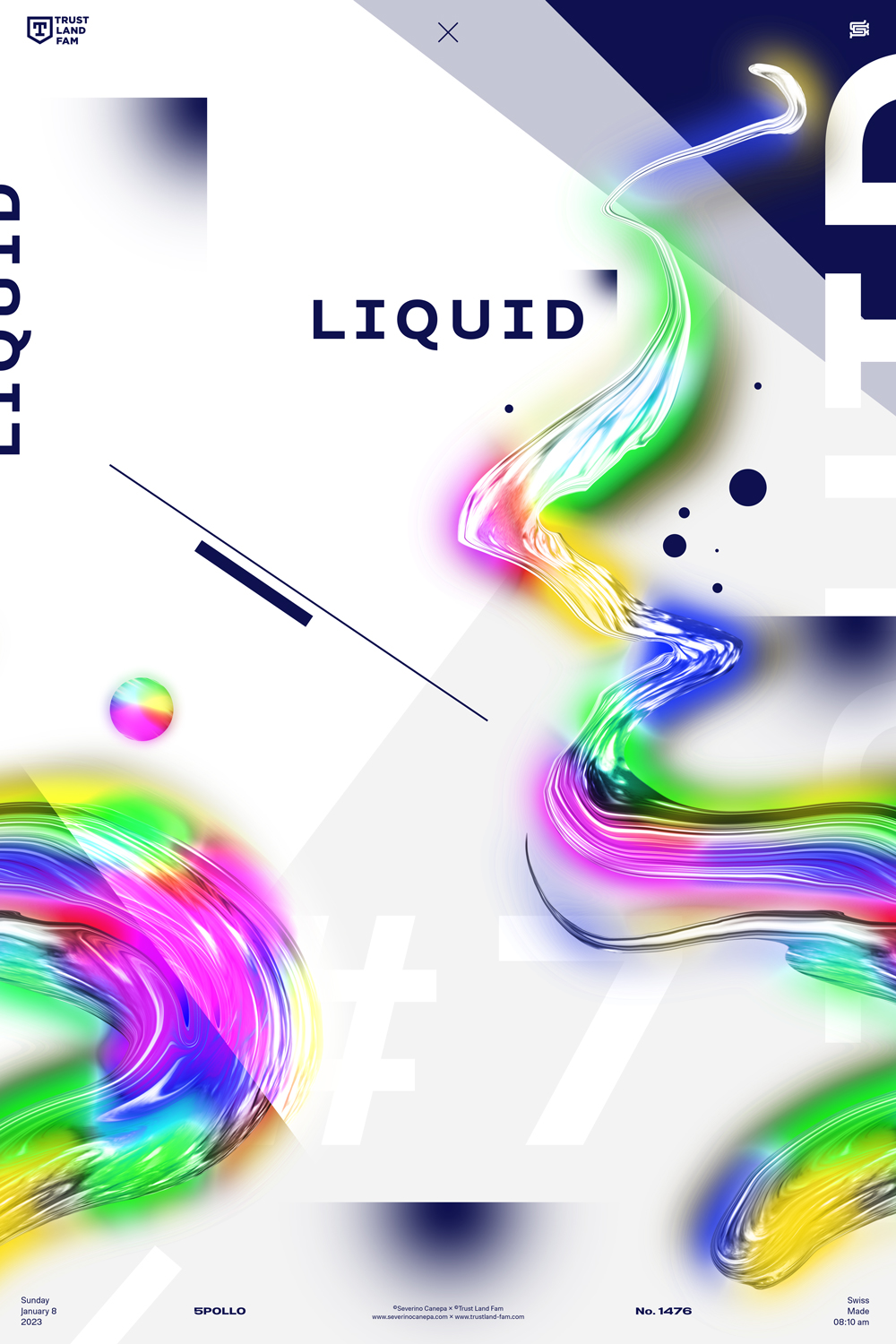 Light and fresh digital creation made with liquified shape and geometric forms