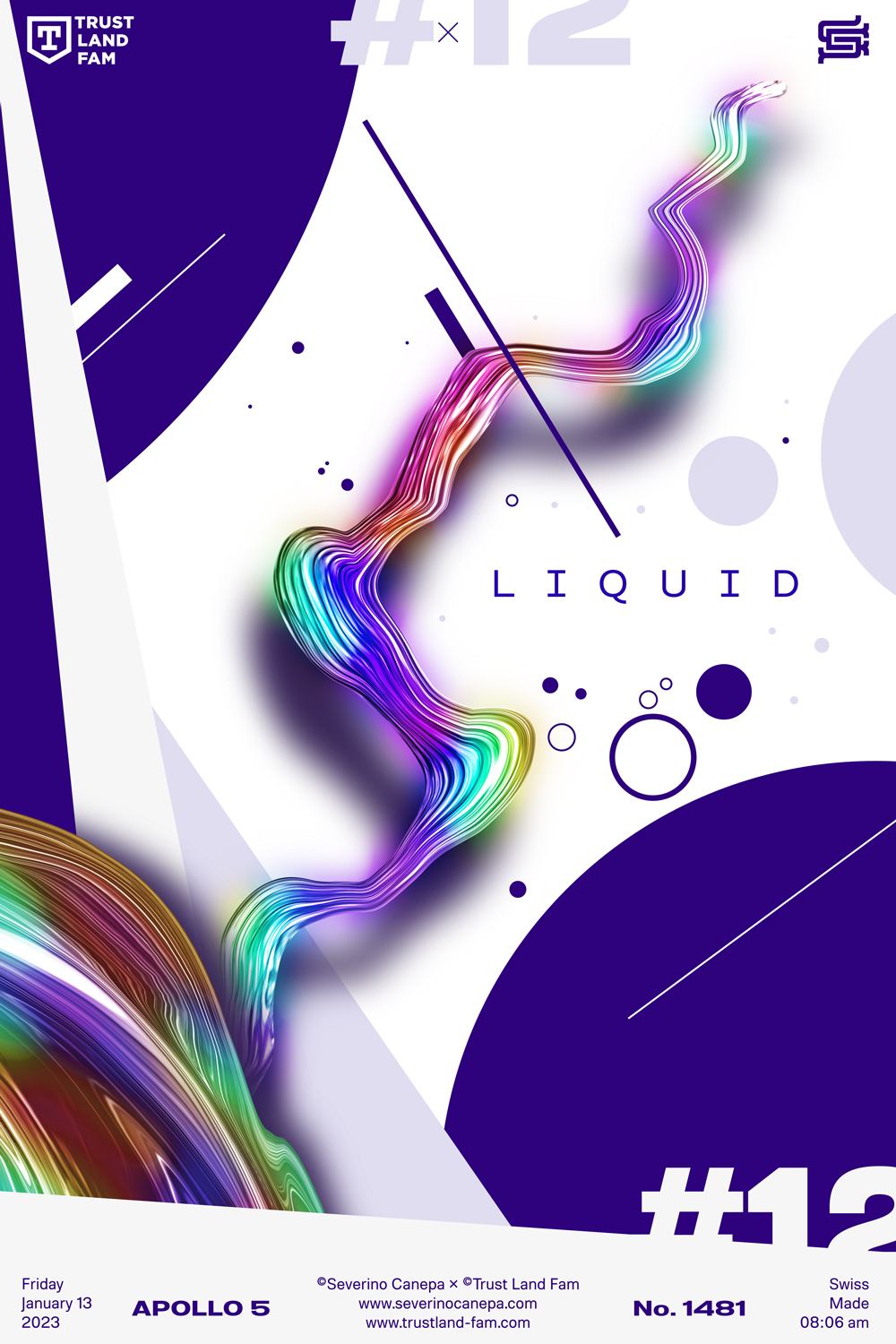 Explosive and creative digital artwork realized with an abstract shape, geometric forms and typography