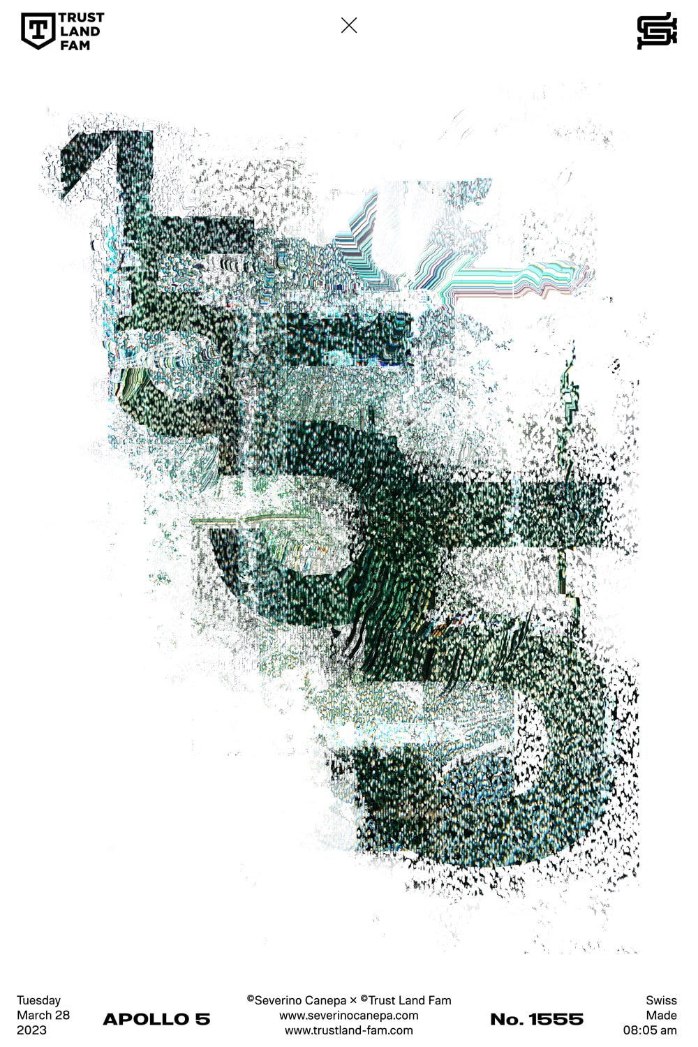 Typographic and glitch inspired creation made with letters and the photograph of a screen